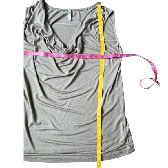 Eimin Draped Cowl Neck Sleeveless Jersey Stretch Taupe Blouse 2XL - Picture 8 of 10